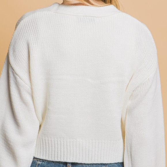 🚨K59 Cream Raised Floral Rose Cardigan - Picture 3 of 3